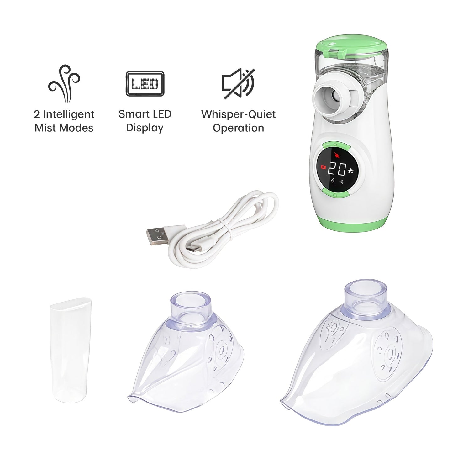 Pursonic Portable Ultrafine Mesh Nebulizer | Battery-Powered, Quiet Operation, Self-Cleaning & Dual Mist Modes