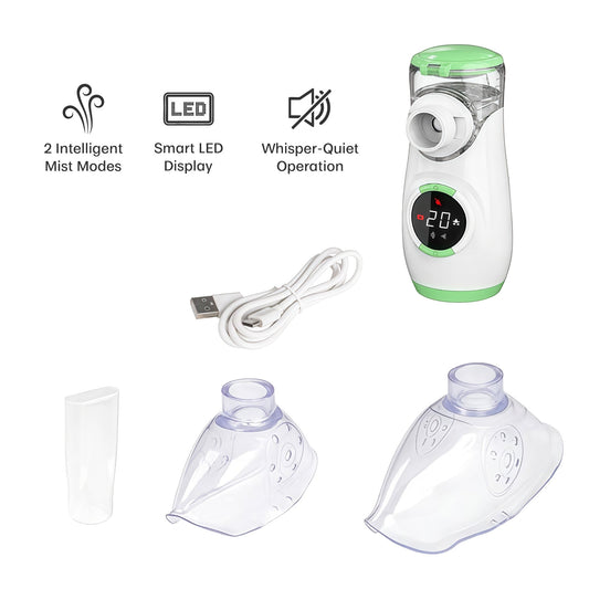 Pursonic Portable Ultrafine Mesh Nebulizer | Battery-Powered, Quiet Operation, Self-Cleaning & Dual Mist Modes